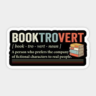 Booktrovert Definition Librarian meme retro Book Lovers Sticker